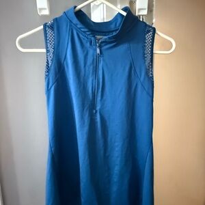 Lucky in Love Blue Sleeveless Zip Tank Top